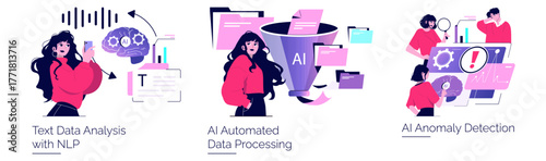 AI Technology Vector Illustration for Data Analysis