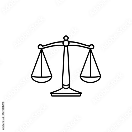 scales of justice icon, simple flat style, vector illustration, symbol, pictogram design logo template, for ui or ux isolated on white for mobile app, editable