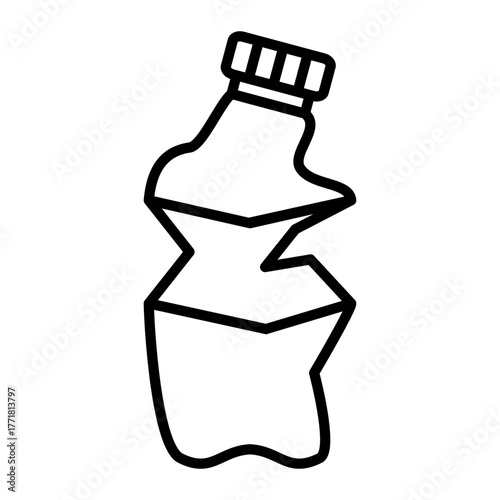 dented plastic bottle icon, simple flat style, vector illustration, symbol, pictogram design logo template, for ui or ux isolated on white for mobile app, editable