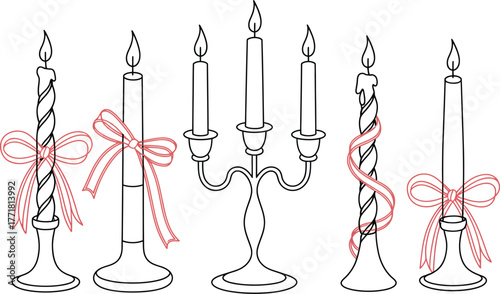 Candle drawing with ribbons decorative candles vector graphic