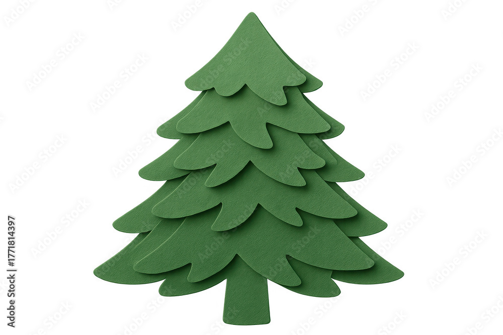 Obraz premium Green felt christmas tree cutout creating a holiday decoration for festive greetings on transparent background