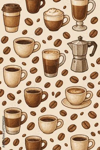 Coffee Lovers Seamless Pattern