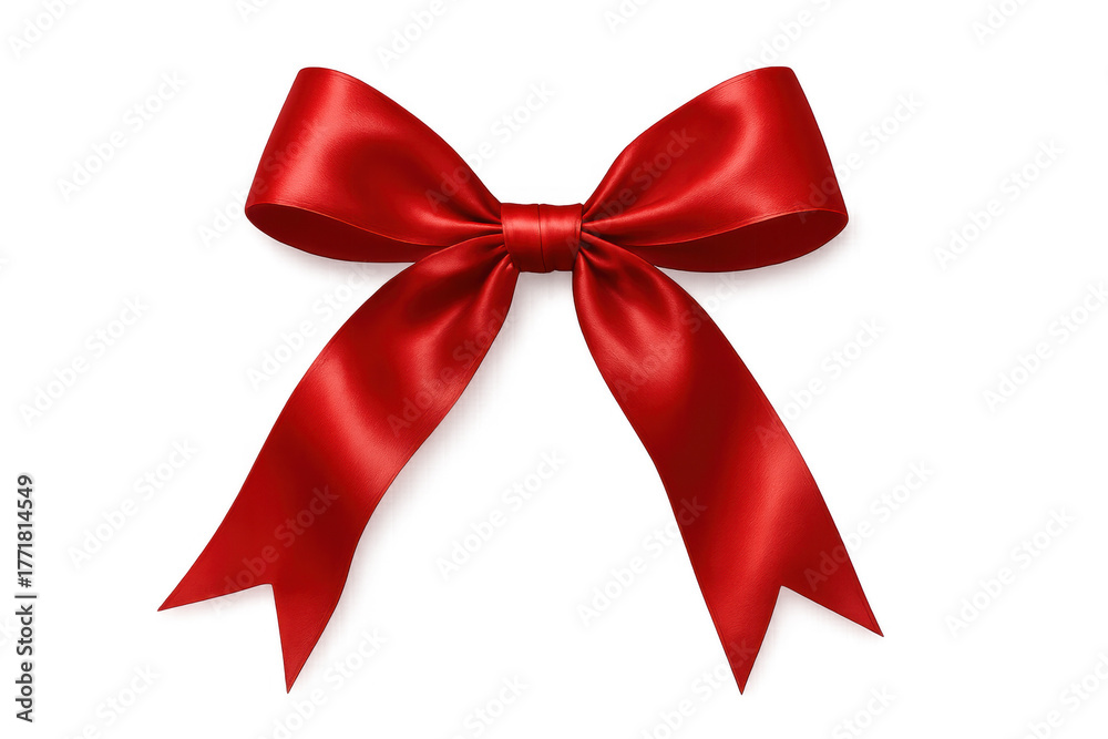 Fototapeta premium Red satin gift bow for special event decoration, celebrating holiday season and shopping success