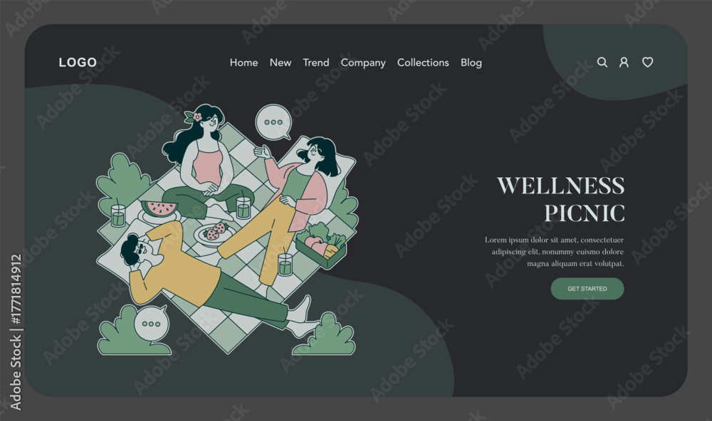 Naklejka premium Wellness Picnic Illustration with Relaxing Group Activity