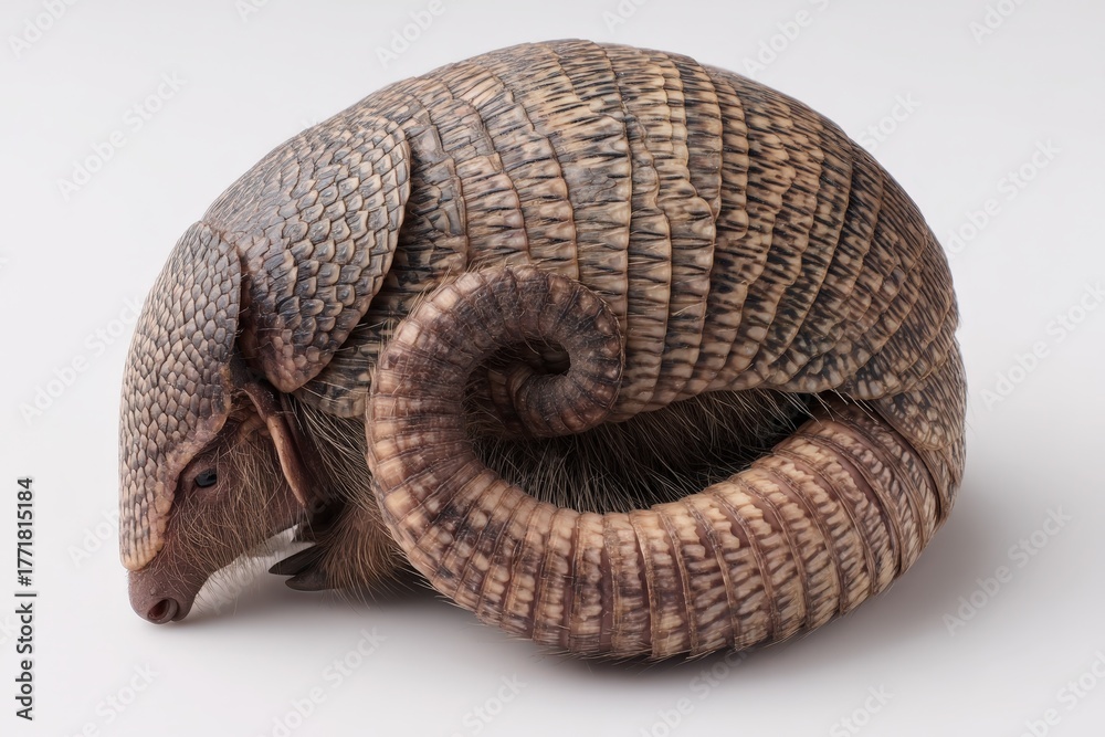 Obraz premium Curled up armadillo resting quietly on a soft surface