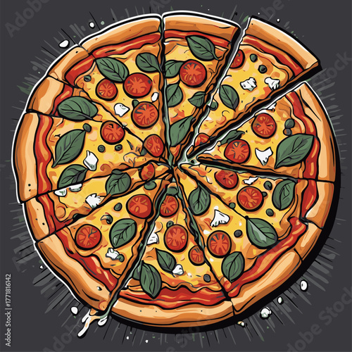 very delicious pizza food vector