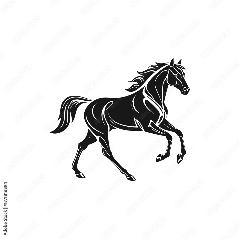 Obraz premium Running Horse Silhouette Illustration