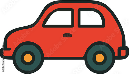 Whimsical orange car illustration perfect for children's books, playful website designs, or bright, cheerful marketing materials, a fun and simple vehicle