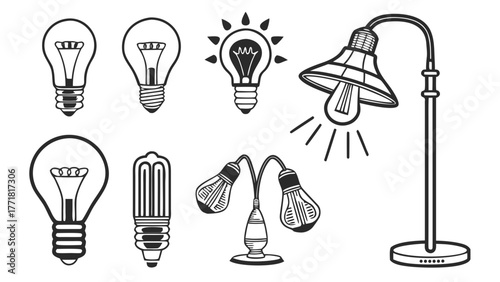 Money icons stacked coins bills briefcase graph calculator business financial