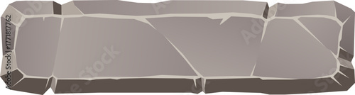 3D game asset UI vector icon image long rectangular stone button transparent png