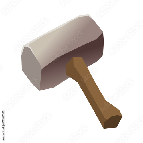3D game asset vector icon image transparent wooden hammer png