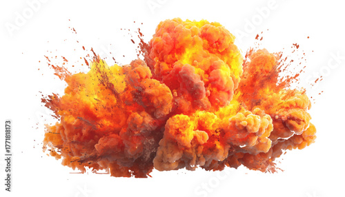 Explosion of fire isolated on transparent white background. Collection of big explosion effect boom, realistic fire explosion isolated on transparent white background.