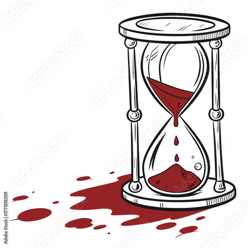Hourglass with blood leaking out