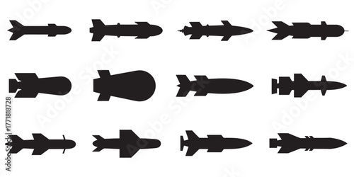 Silhouetted Missiles An Aerial Arsenal Vector Collection
