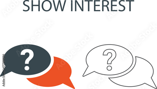 Show interest in Line art icons. Pay attention, maintain eye contact, use empathy, and share relevant icons. Solid icon collection.