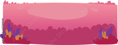 Pink forest landscape at sunset with minimal style