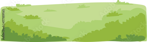 Pastel green hill landscape in flat cartoon style