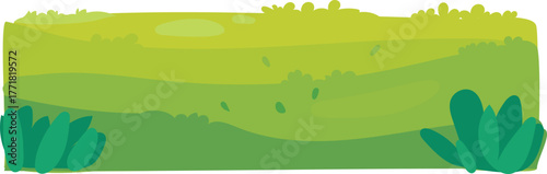 Yellow horizon with green grassland flat cartoon design