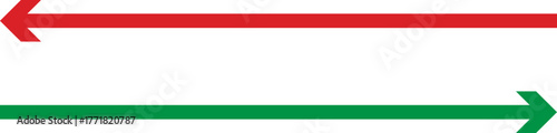 Opposing arrows red and green directional symbols