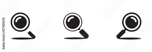 Zoom icon set, magnifying glass loupe, search interface, magnifying glass web design, vector illustration EPS 10.