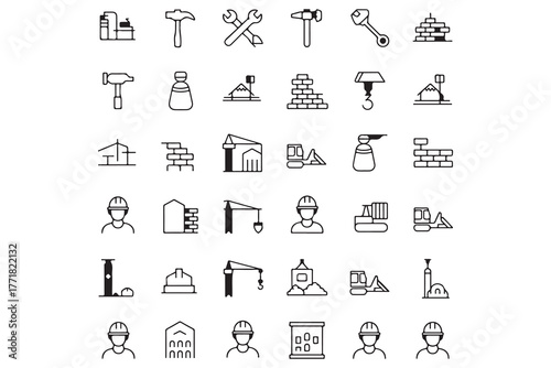 Construction and Building Line Icons Collection