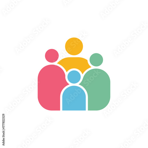 Colorful abstract group of people icon representing community and togetherness