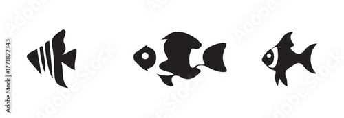 Fish icon set, seafood food apps,  seafood food website, fish or seafood symbol, food sign collection,  vector illustration EPS 10.