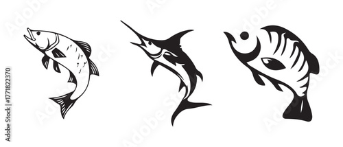 Fish icon set, seafood food apps,  seafood food website, fish or seafood symbol, food sign collection,  vector illustration EPS 10.