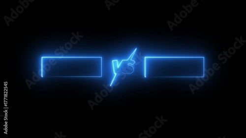 neon Verses 3D text pink and blue Game Play, and fight scene concept Motion graphics Animation 4k. Abstract neon verses animated isolated on black background.