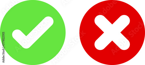 Green checkmark and red x symbols for yes and no
