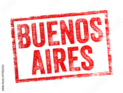 Rubber stamp with text Buenos Aires, representing the capital city of Argentina, travel destination, tourism, and urban design concept
