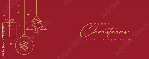 Merry Christmas and Happy New Year greeting holiday backgrounds. Collection of Christmas minimalist elements illustration