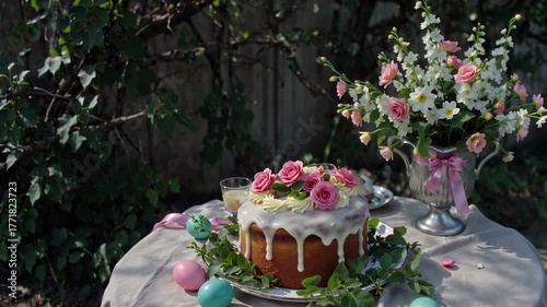 Celebrate With a Beautiful Cake and Fresh Flowers in a Garden Setting