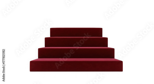 Luxurious red carpeted stairs leading upwards in darkness