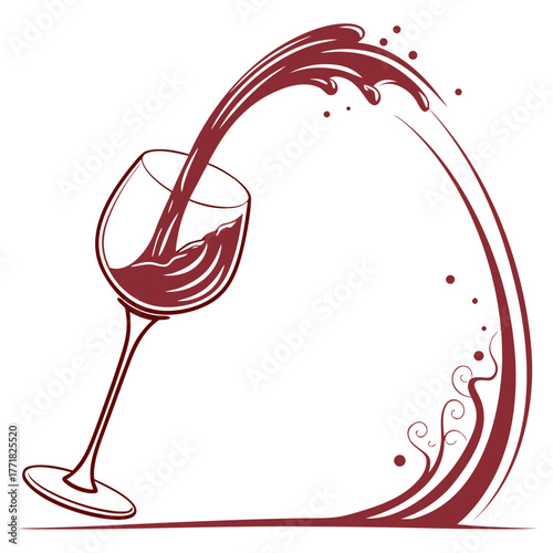 Wine Pouring Into Glass With Decorative Splash liquid wine glass