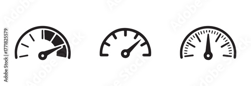 Speedometer icon set, automotive symbols collection,  fast speed, Internet speed, gauge, dashboard, indicator, tachometer, scale, rating meter signs, vector illustration EPS 10.