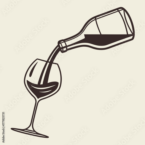 Wine Pouring From Bottle Into Glass Silhouette liquid