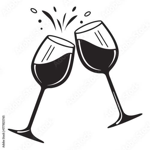 Two Wine Glasses Clinking in a Toast Celebration cheers