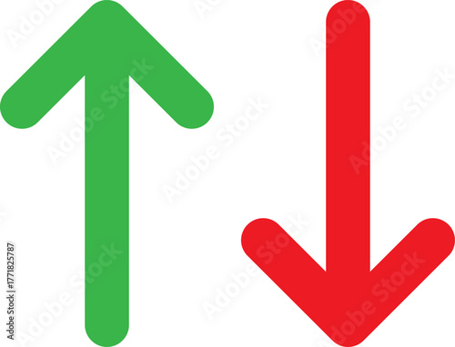 Green up arrow and red down arrow symbols