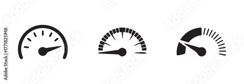 Speedometer icon set, automotive symbols collection,  fast speed, Internet speed, gauge, dashboard, indicator, tachometer, scale, rating meter signs, vector illustration EPS 10.
