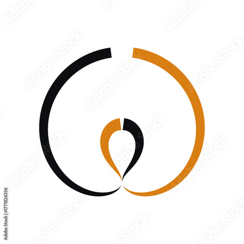 Abstract Black and Orange Intertwined Circles Logo Vector Illustration