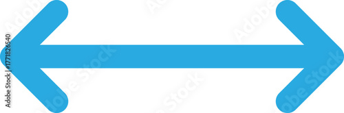 Double headed blue arrow indicating horizontal direction or comparison