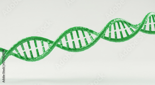 Green dna double helix structure depicted on transparent background