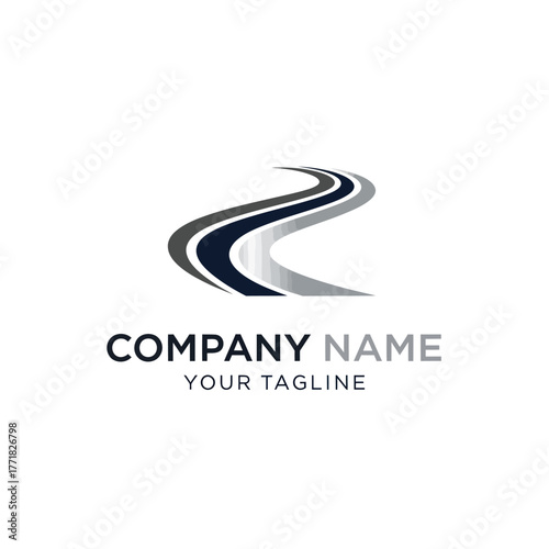 Abstract Winding Road Path Logo Design Concept.