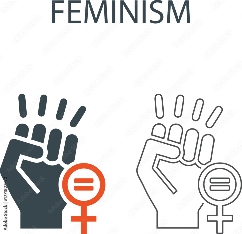 Fototapeta premium Feminism Line art icons. Containing protest, activism, demonstration, strike, advocacy, petition, vector icons collection.