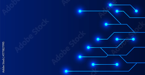Technology Background With Blue Circuit Board. Vector Illustration. Abstract Business Wallpaper. Banner