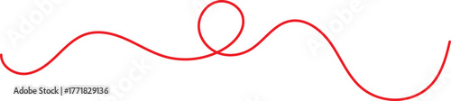 Abstract red line art with loop and wave motion