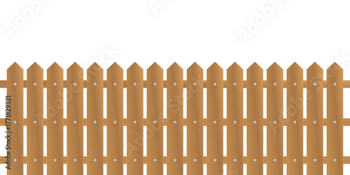 Wooden farm fence vector background. Realistic dark wood picket with oak texture. Planks barrier for garden or field. Enclosure for country yard
