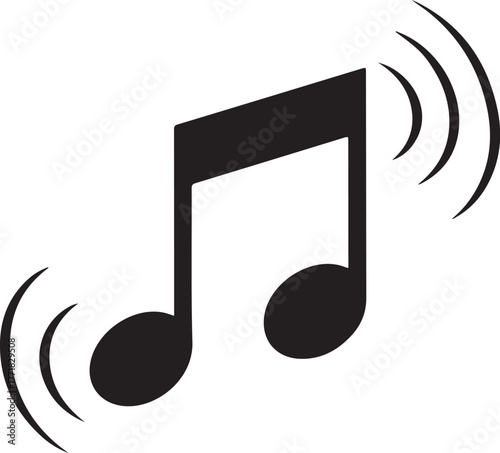 Black musical eighth note icon with sound waves emanating from it musical note audio