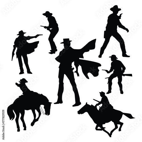 Flat Design Cowboy Silhouette Illustration